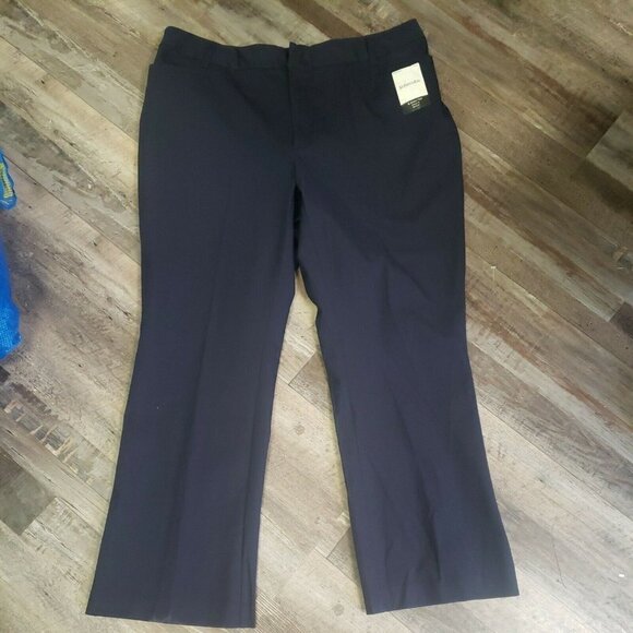 St John's Bay Womens Navy Class Fit Stretch Bootcut Leg Pants Size 2OWP NEW - Picture 1 of 6